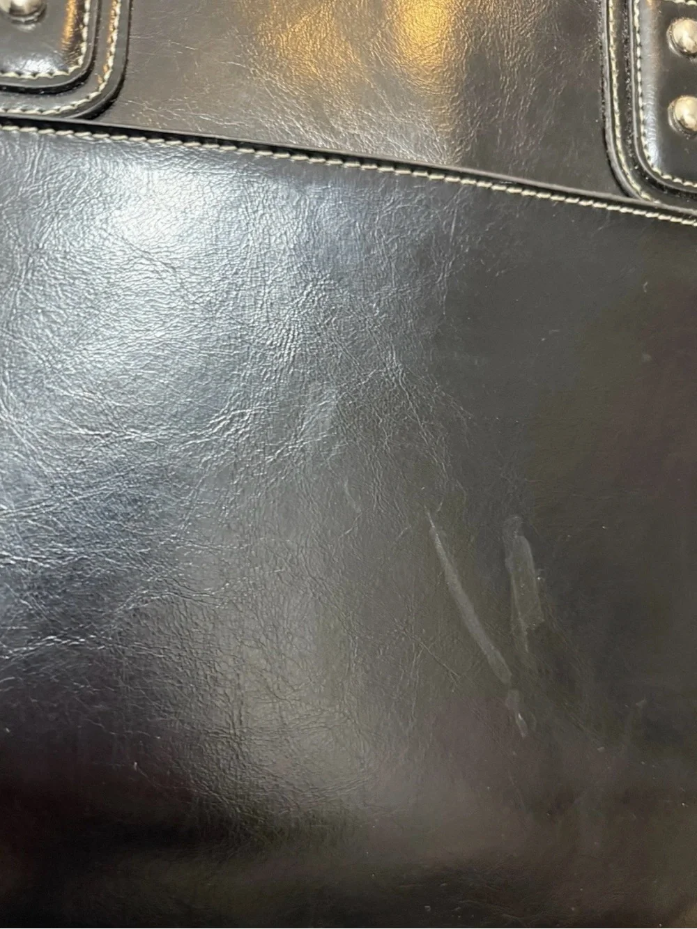 Franklin Covey Laptop Bag Tote Purse Black Patent Faux Leather Briefcase
